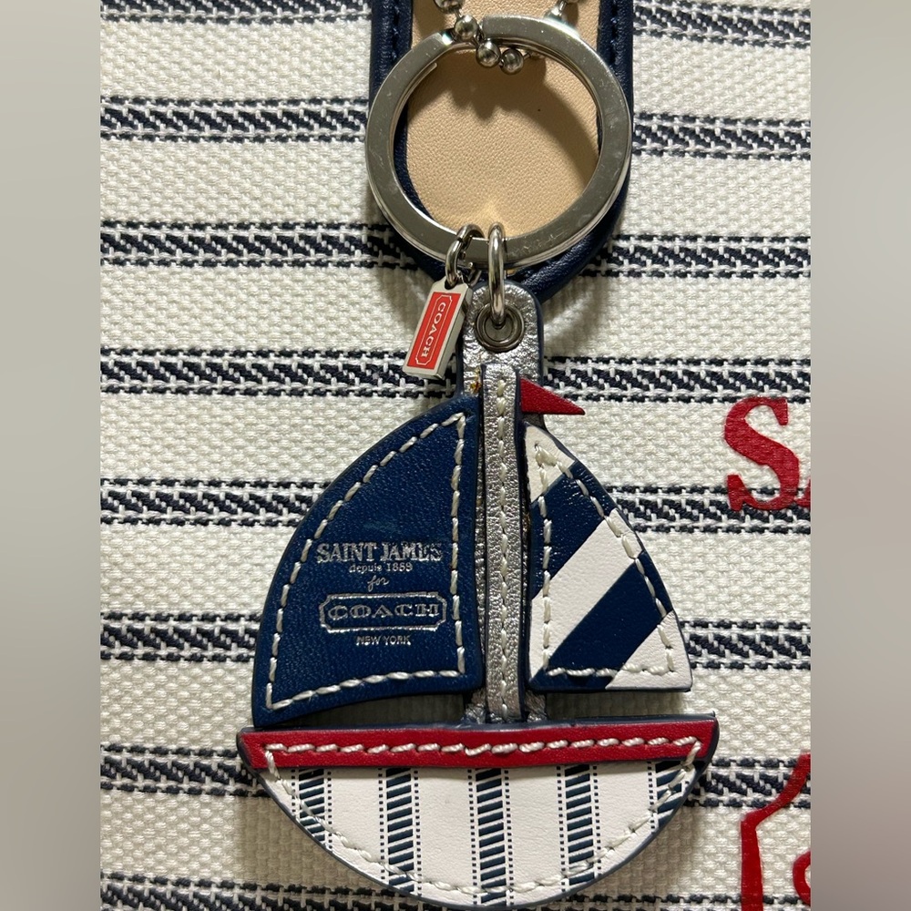 COACH X Saint James Legacy Weekend Tote in Ticking Stripe Canvas w/Leather Trim - Picture 3 of 16